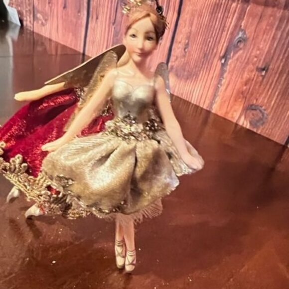 Set Of 2 Gisella Graham London Ballet Dancer Ornaments With Gold Wings & Dresses - Picture 8 of 10